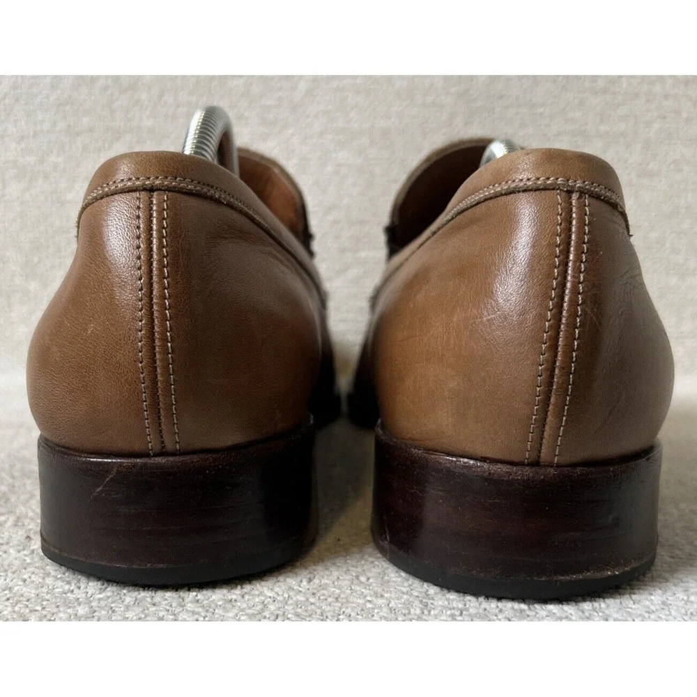 Emilio Bianco Loafers Mens 10‎ Brown Genuine Leather Shoes Stiching